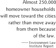 Almost .25 million homeowner households will move toward the cities rather than move away from them because of the law.