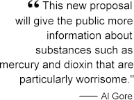 This new proposal will give the public mroe information about substances such as mercury and dioxin that are particularly worrisome.  Al Gore