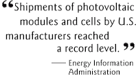 Shipments of photovoltaic modules and cells by U.S. manufacturers reached a record level.