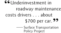 Underinvestment in roadway maintenance costs drivers...about $700 per car.